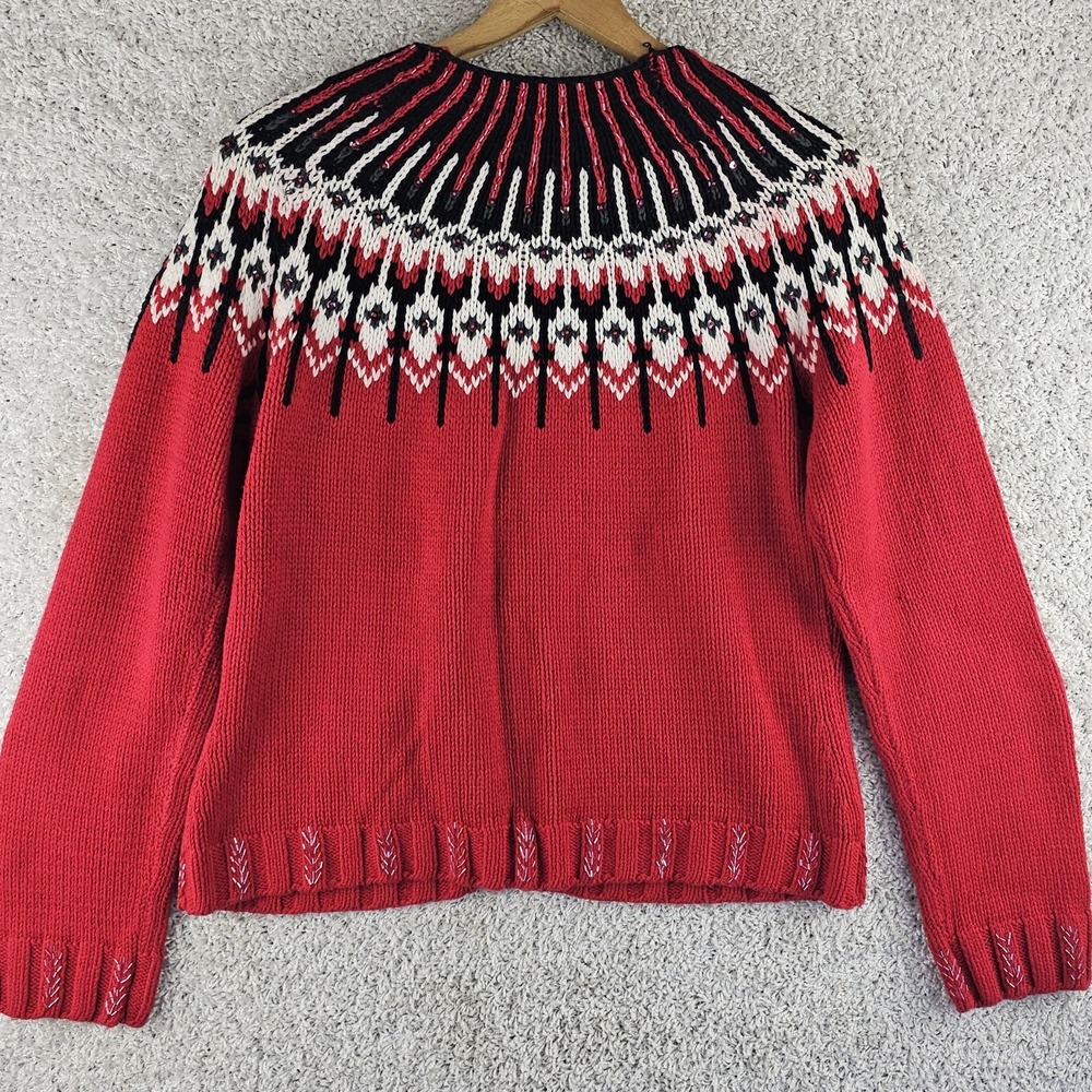 Vtg Casual Corner Nordic Fair Isle Full Zip Cardigan Sz Large Made Australia - Picture 2 of 11